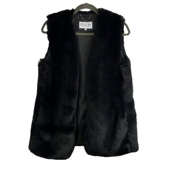 Foil Thinking Gilet Australian brand faux fur black vest size (US)